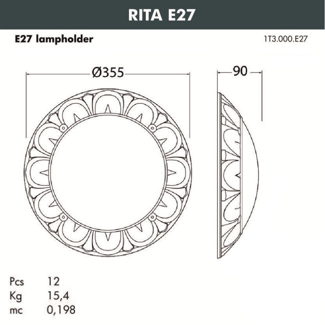 Уличный светильник Fumagalli Rita 1T3.000.000.BYE27 Уличный светильник Fumagalli Rita 1T3.000.000.BYE27