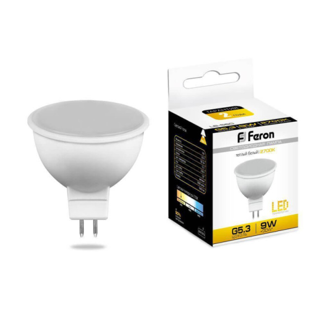 Лампа светодиодная Feron MR16 G5.3 9W 2700K Грибок матовая LB-560 25839 Лампа светодиодная Feron MR16 G5.3 9W 2700K Грибок матовая LB-560 25839