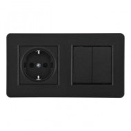 Выключатель двухклавишный с розеткой Arte Milano SET16-2-40-1-30-2 black
