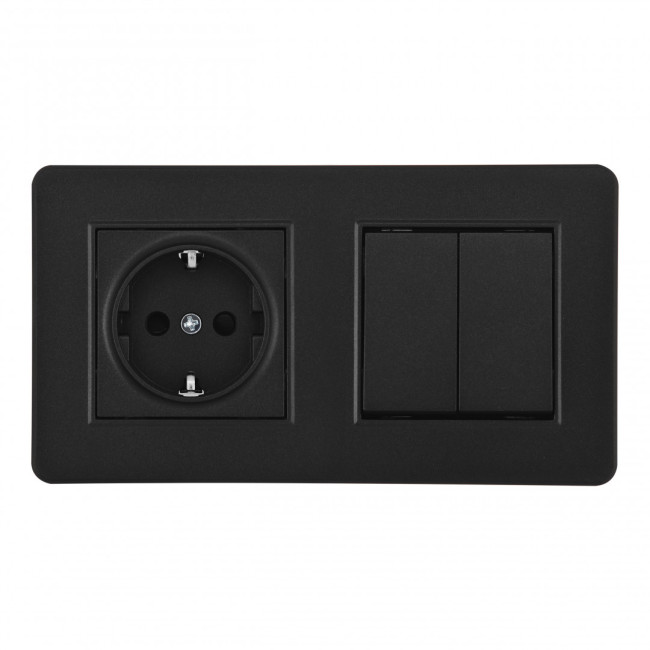 Выключатель двухклавишный с розеткой Arte Milano SET16-2-40-1-30-2 black Выключатель двухклавишный с розеткой Arte Milano SET16-2-40-1-30-2 black