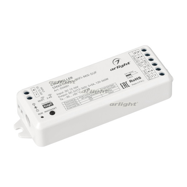 Контроллер Arlight SMART-TUYA-WIFI-MIX-SUF 12-36V 2x5A 2.4G 034501 Контроллер Arlight SMART-TUYA-WIFI-MIX-SUF 12-36V 2x5A 2.4G 034501