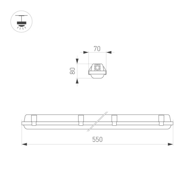 Потолочный светильник Arlight ALT-DALLAS-L550-20W Day4000-MIX (WH, 120 deg, 230V) (IP66 Пластик) 056910