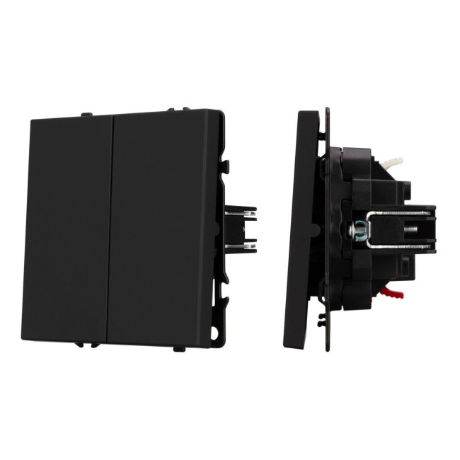 Механизм выключателя двухклавишный проходной Arlight SWT-NOBE-MKP2-SFPL-BK (230V, 10A) 054255