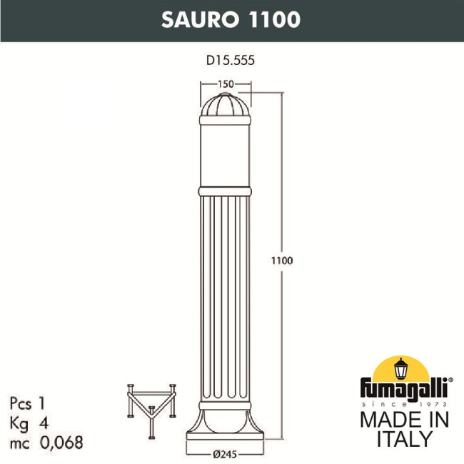 Ландшафтный светильник Fumagalli Sauro D15.555.000.VYF1R Ландшафтный светильник Fumagalli Sauro D15.555.000.VYF1R