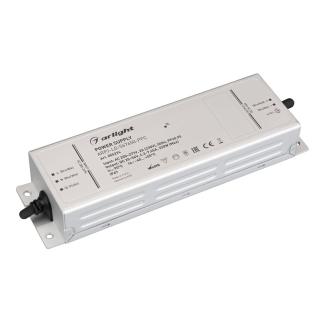 Блок питания Arlight ARPJ-LG-567650-PFC (320W, 25-56V, 4.2-7.65A) (IP67 Металл) 055274 Блок питания Arlight ARPJ-LG-567650-PFC (320W, 25-56V, 4.2-7.65A) (IP67 Металл) 055274