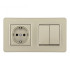 Выключатель двухклавишный с розеткой Arte Milano SET16-2-40-1-30-2 shampan