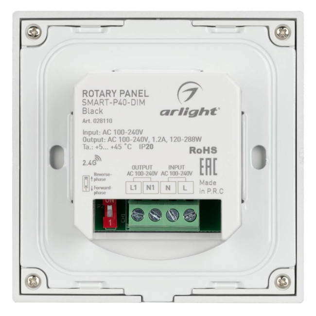 Панель Arlight Smart-P36-Dim-IN Black (230V, 1.2A, Triac, Sens, 2.4G) 028110 Панель Arlight Smart-P36-Dim-IN Black (230V, 1.2A, Triac, Sens, 2.4G) 028110