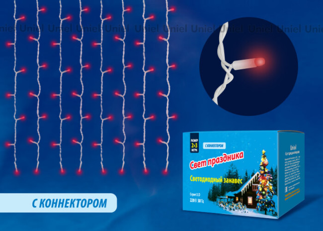 Светодиодная гирлянда (UL-00001357) Uniel занавес 220V красный ULD-C2030-240/TWK RED IP67