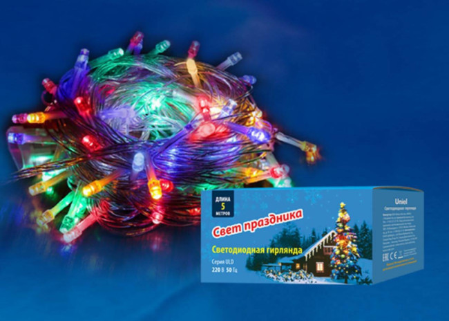 Светодиодная гирлянда (UL-00005250) Uniel 220V разноцветный ULD-S0500-050/DTA Multi IP20 Светодиодная гирлянда (UL-00005250) Uniel 220V разноцветный ULD-S0500-050/DTA Multi IP20