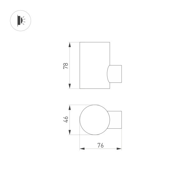 Уличный настенный светильник Arlight KT-Ray-Wall-R46-3W Day4000 034101 Уличный настенный светильник Arlight KT-Ray-Wall-R46-3W Day4000 034101