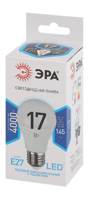 Лампа светодиодная Эра E27 17W 4000K LED A60-17W-840-E27 Б0031700 Лампа светодиодная Эра E27 17W 4000K LED A60-17W-840-E27 Б0031700