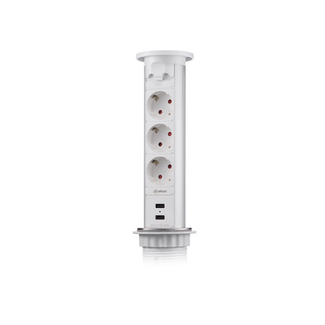 Блок розеток 105J (3 секции и 2 USB) Mebax 00-00000823 Блок розеток 105J (3 секции и 2 USB) Mebax 00-00000823