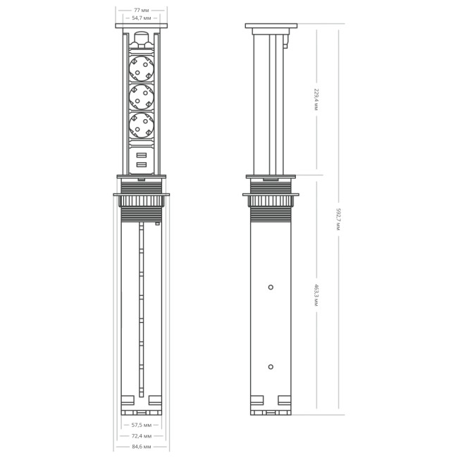 Блок розеток 105J (3 секции и 2 USB) Mebax 00-00000823 Блок розеток 105J (3 секции и 2 USB) Mebax 00-00000823