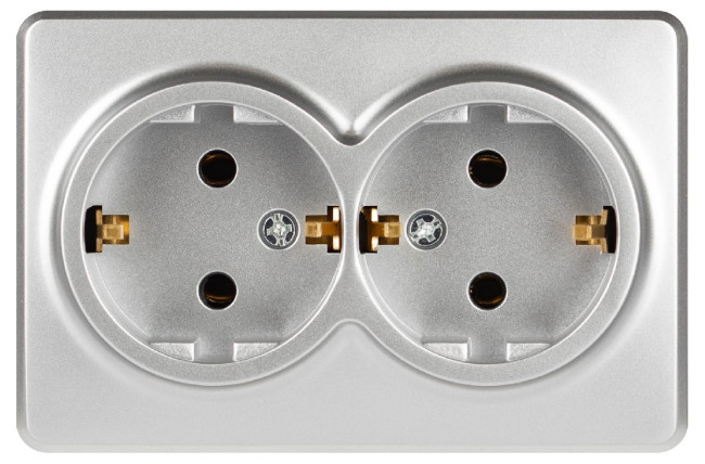 Розетка двойная с заземлением Эра 11-2205-03 Б0063046