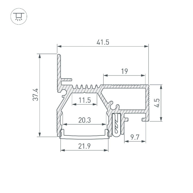 Профиль Arlight STRETCH-20-WALL-D-SIDE-2000 WHITE 042945 Профиль Arlight STRETCH-20-WALL-D-SIDE-2000 WHITE 042945