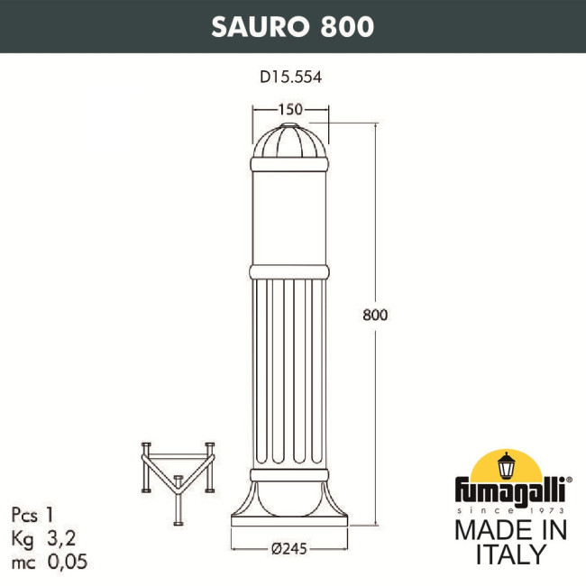 Ландшафтный светильник Fumagalli Sauro D15.554.000.VYF1R Ландшафтный светильник Fumagalli Sauro D15.554.000.VYF1R