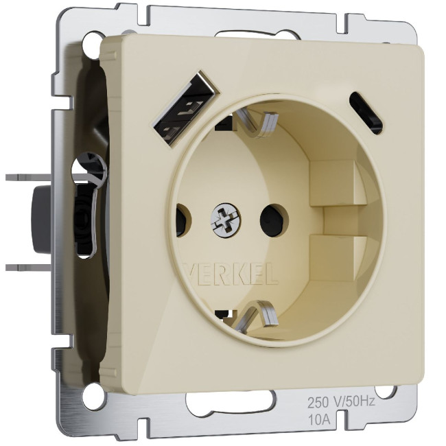 Розетка с заземлением, шторками и USB тип A+C Werkel 4690389197833 W1171743 a064131 Розетка с заземлением, шторками и USB тип A+C Werkel 4690389197833 W1171743 a064131