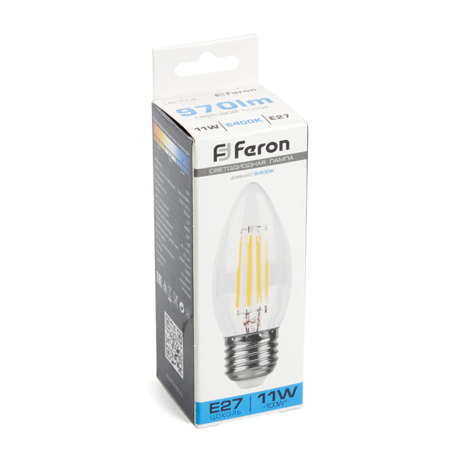 Лампа светодиодная Feron LB-713 Свеча E27 11W 6400K 38274 Лампа светодиодная Feron LB-713 Свеча E27 11W 6400K 38274