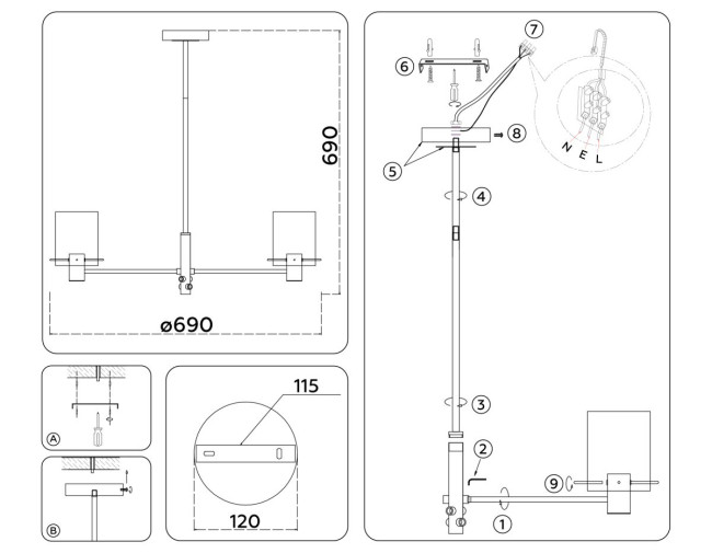Подвесная люстра Ambrella Light High Light LH57031 Подвесная люстра Ambrella Light High Light LH57031