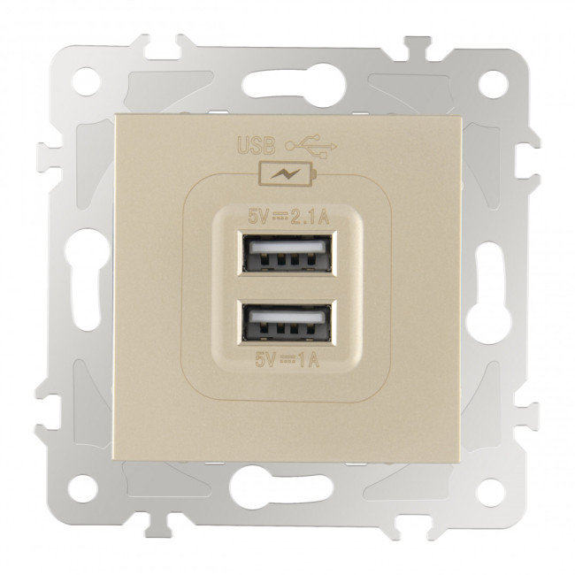 Розетка USB 2.1А+1А Arte Milano 203.46-1.shampan Розетка USB 2.1А+1А Arte Milano 203.46-1.shampan