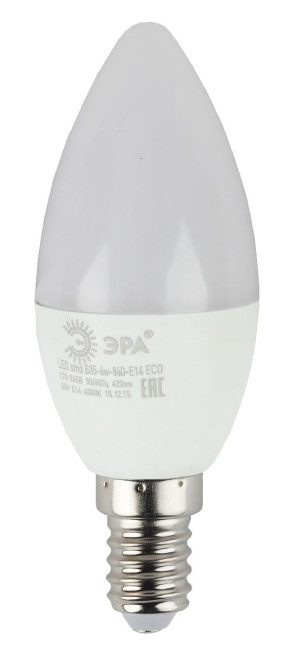 Лампа светодиодная Эра E14 6W 4000K LED B35-6W-840-E14 R Б0051057