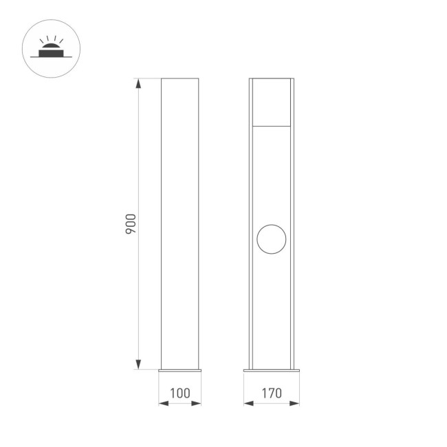 Ландшафтный светильник Arlight LGD-SEKVOYA-BOLL-SOCKET-H900-11W Warm3000 (BK, 120 deg, 230V) 050734