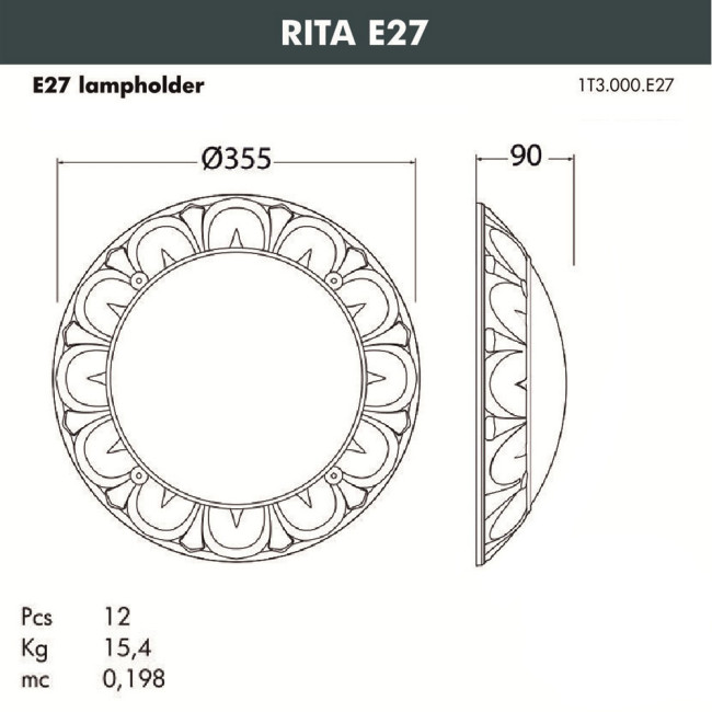 Уличный светильник Fumagalli Rita 1T3.000.000.AYE27 Уличный светильник Fumagalli Rita 1T3.000.000.AYE27