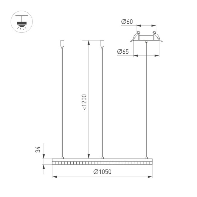 Подвесная люстра Arlight SP-DIAMOND-R1050-60W Day4000 (BK, 45 deg, 230V, TRIAC) 054489 Подвесная люстра Arlight SP-DIAMOND-R1050-60W Day4000 (BK, 45 deg, 230V, TRIAC) 054489