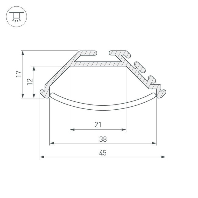Профиль Arlight KLUS-P45-2000 ANOD 020898 Профиль Arlight KLUS-P45-2000 ANOD 020898