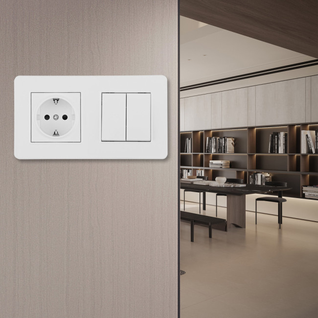 Выключатель двухклавишный с розеткой Arte Milano SET16-2-40-1-30-2 white Выключатель двухклавишный с розеткой Arte Milano SET16-2-40-1-30-2 white