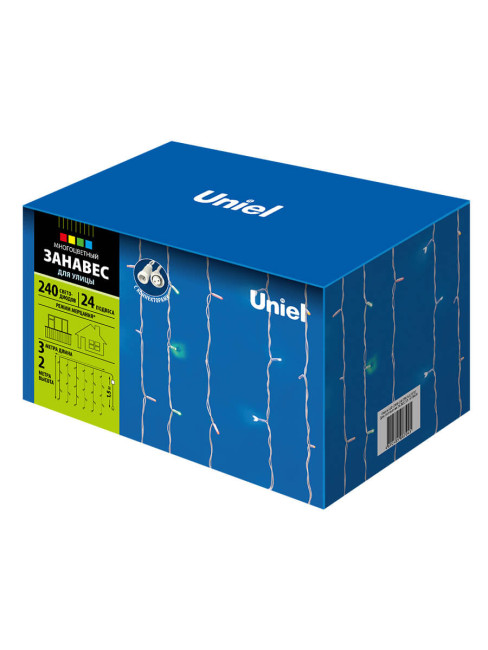 Уличная светодиодная гирлянда Uniel занавес 220V разноцветный ULD-C2030-240/TWK MULTI IP67 Уличная светодиодная гирлянда Uniel занавес 220V разноцветный ULD-C2030-240/TWK MULTI IP67