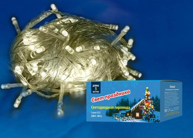 Светодиодная гирлянда (UL-00005256) Uniel 220V теплый белый ULD-S0500-050/DTA Warm White IP20 Светодиодная гирлянда (UL-00005256) Uniel 220V теплый белый ULD-S0500-050/DTA Warm White IP20