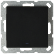 Выключатель одноклавишный Jasmart проходной со светодиодом с накладкой 10A 250V черный матовый (soft touch) G3012NPB