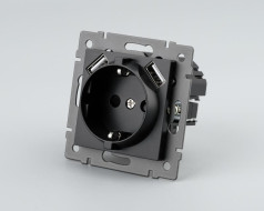 Механизм розетки с USB зарядкой Arlight SCT-MUAA-PL-BK-V (250V, 16A) 049819