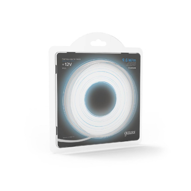 Светодиодная влагозащищенная лента Gauss 9,6W/m 120LED/m 2835SMD холодный белый 5M 311000310 Светодиодная влагозащищенная лента Gauss 9,6W/m 120LED/m 2835SMD холодный белый 5M 311000310