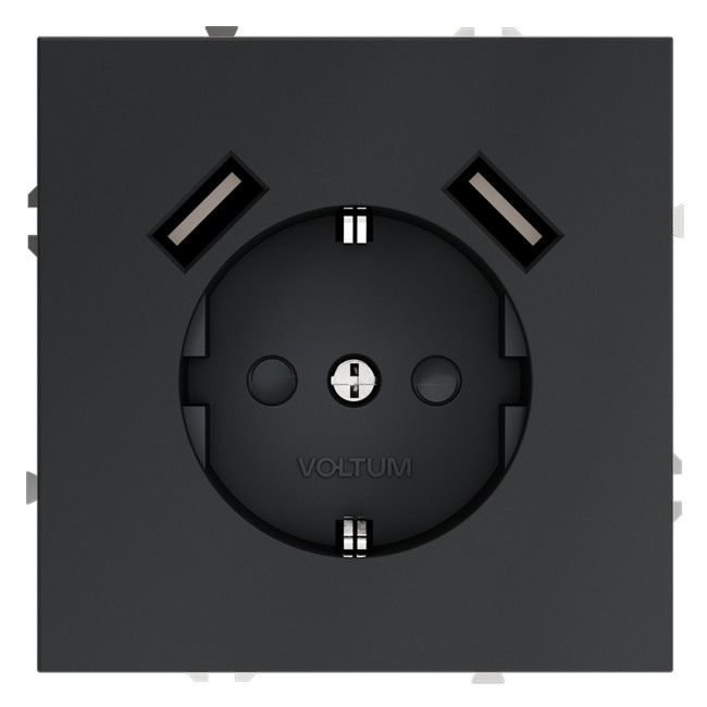 Розетка с USB, А+А Voltum S70 VLS040407 (графит)