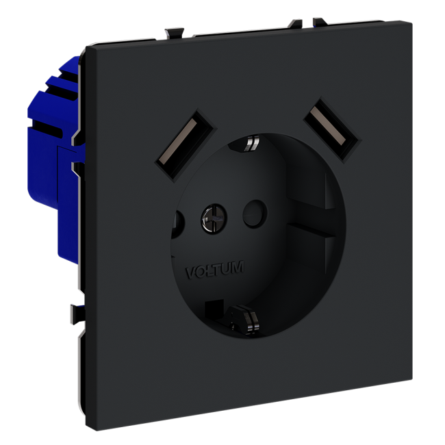 Розетка с USB, А+А Voltum S70 VLS040407 (графит)
