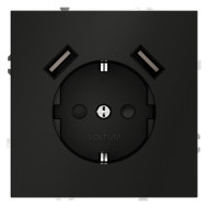 Розетка с USB, А+А Voltum S70 VLS040408 (черный матовый