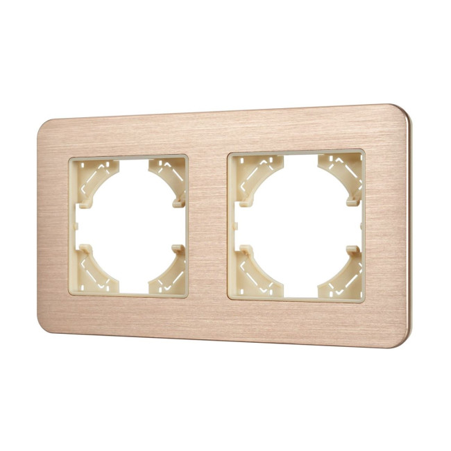 Рамка на 2 поста алюминиевая Arlight FRM-AKIRY-AL-2-GD 049726 Рамка на 2 поста алюминиевая Arlight FRM-AKIRY-AL-2-GD 049726
