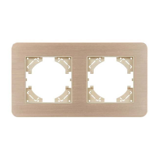Рамка на 2 поста алюминиевая Arlight FRM-AKIRY-AL-2-GD 049726 Рамка на 2 поста алюминиевая Arlight FRM-AKIRY-AL-2-GD 049726