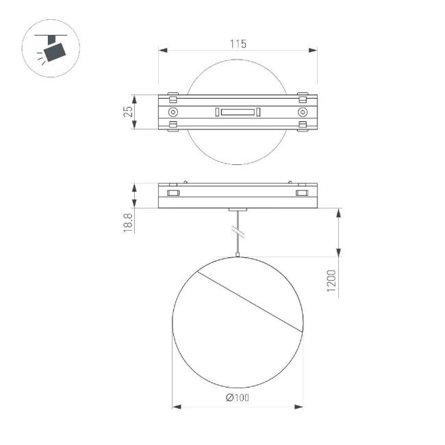 Трековый магнитный светильник Arlight MAG-VIBE-EMISFERO-HANG-R100-6W Day4000-MIX (BK, 130 deg, 48V, TUYA) 044815 Трековый магнитный светильник Arlight MAG-VIBE-EMISFERO-HANG-R100-6W Day4000-MIX (BK, 130 deg, 48V, TUYA) 044815