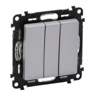 Выключатель трехклавишный Legrand Valena Life 10A 250V алюминий 752603