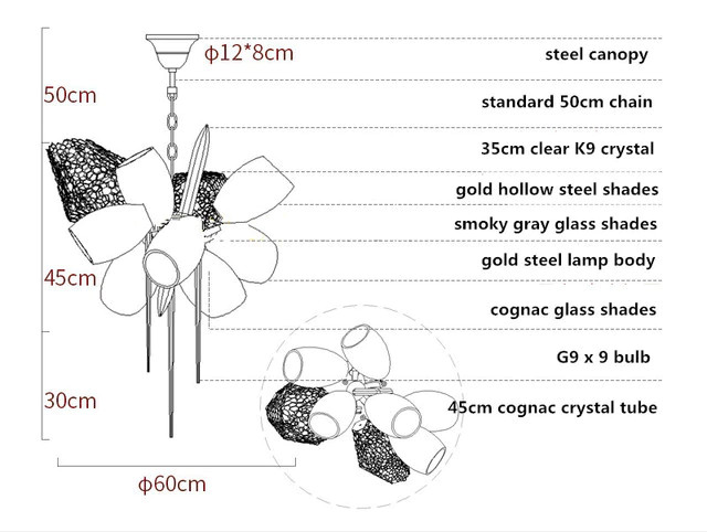 Подвесная люстра Delight Collection Britannica 8898P/AS gold/smoky