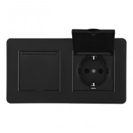 Розетка двойная (двухпостовая) с/з и шторками Arte Milano SET16-2-41-1x2 black Розетка двойная (двухпостовая) с/з и шторками Arte Milano SET16-2-41-1x2 black