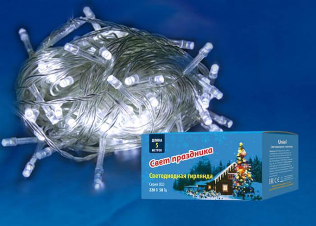 Светодиодная гирлянда (UL-00005259) Uniel 220V белый ULD-S0500-050/DTA White IP20 Светодиодная гирлянда (UL-00005259) Uniel 220V белый ULD-S0500-050/DTA White IP20