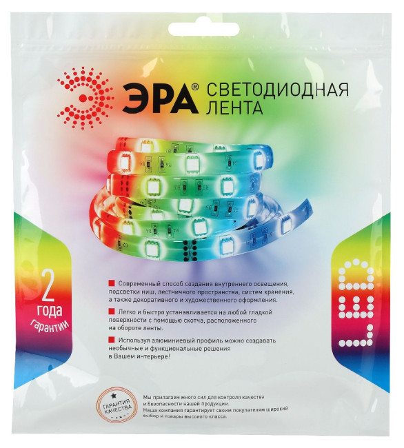 Светодиодная лента Эра 24В 5050 14,4Вт/м RGB 5м IP33 LS5050-14,4-60-24-33-RGB-5m Б0043112 Светодиодная лента Эра 24В 5050 14,4Вт/м RGB 5м IP33 LS5050-14,4-60-24-33-RGB-5m Б0043112