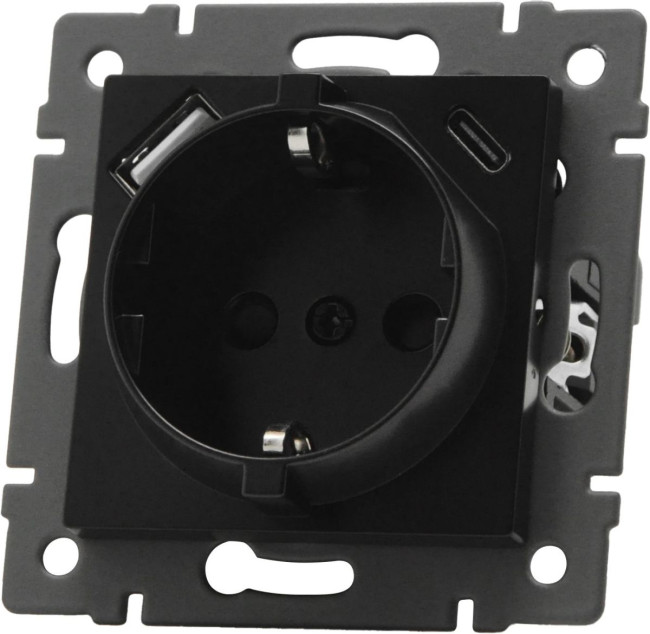 Механизм розетки с USB зарядкой Arlight SCT-MUAC-PL-BK-V (250V, 16A) 049830 Механизм розетки с USB зарядкой Arlight SCT-MUAC-PL-BK-V (250V, 16A) 049830