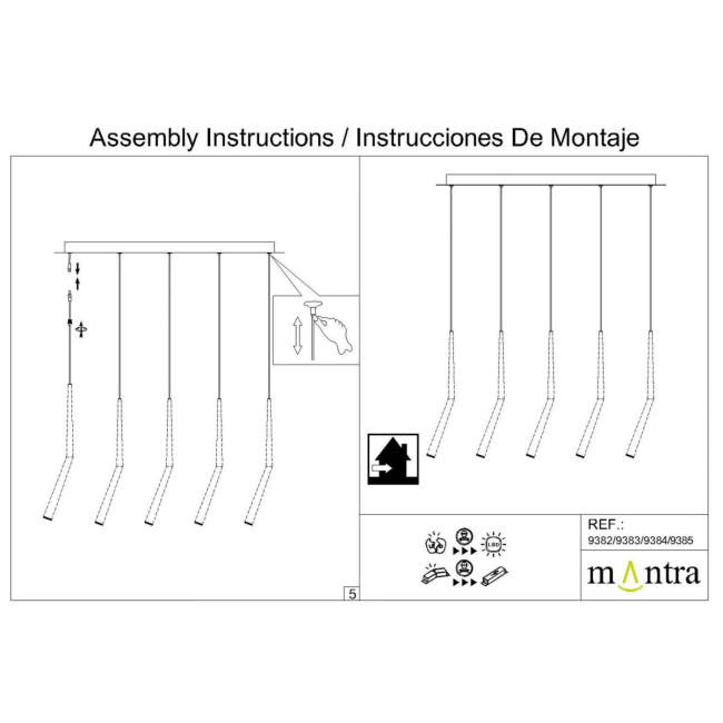 Подвесная люстра Mantra Arrecife 9384+9229 (5L) Подвесная люстра Mantra Arrecife 9384+9229 (5L)