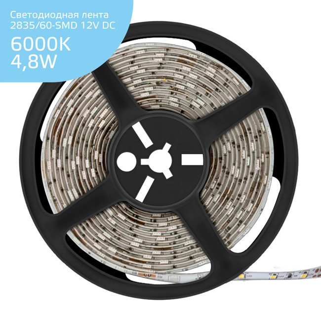 Светодиодная влагозащищенная лента Gauss 4,8W/m 60LED/m 2835SMD холодный белый 5M 356000305 Светодиодная влагозащищенная лента Gauss 4,8W/m 60LED/m 2835SMD холодный белый 5M 356000305