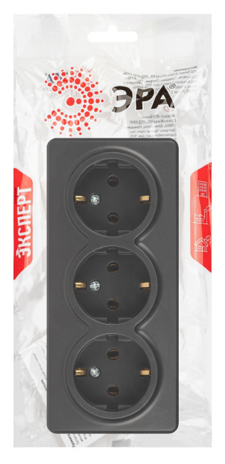 Розетка тройная с заземлением Эра 11-2208-05 Б0063007 Розетка тройная с заземлением Эра 11-2208-05 Б0063007